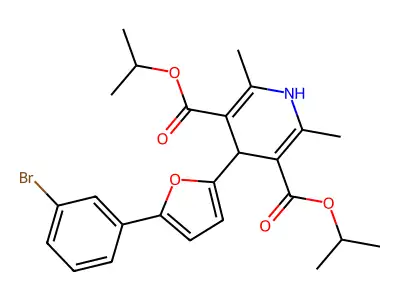 dipropan-2-yl 4-[5-(3-bromophenyl)furan-2-yl]-2,6-dimethyl-1,4-dihydropyridine-3,5-dicarboxylate structure