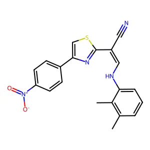 (Z)-3-((2,3-dimethylphenyl)amino)-2-(4-(4-nitrophenyl)thiazol-2-yl)acrylonitrile structure
