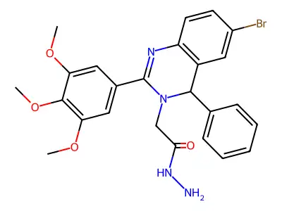 2-[6-bromo-4-phenyl-2-(3,4,5-trimethoxyphenyl)-4H-quinazolin-3-yl]acetohydrazide structure