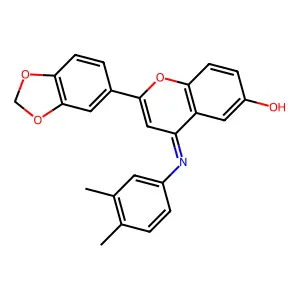2-(1,3-Benzodioxol-5-yl)-4-[(3,4-dimethylphenyl)imino]-4H-1-benzopyran-6-ol structure