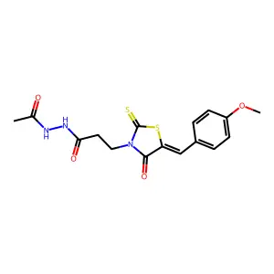 N'-acetyl-3-[(5Z)-5-(4-methoxybenzylidene)-4-oxo-2-thioxo-1,3-thiazolidin-3-yl]propanehydrazide structure