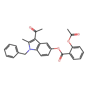 3-acetyl-1-benzyl-2-methyl-1H-indol-5-yl 2-(acetyloxy)benzoate structure