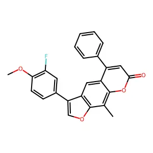 3-(3-fluoro-4-methoxyphenyl)-9-methyl-5-phenyl-7H-furo[3,2-g]chromen-7-one structure
