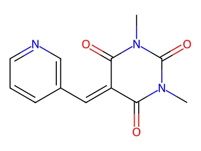 1,3-dimethyl-5-(pyridin-3-ylmethylene)pyrimidine-2,4,6(1H,3H,5H)-trione structure