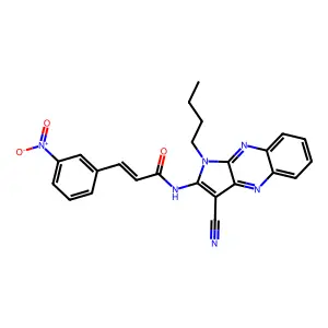 (E)-N-(1-Butyl-3-cyano-1H-pyrrolo[2,3-b]quinoxalin-2-yl)-3-(3-nitrophenyl)acrylamide structure
