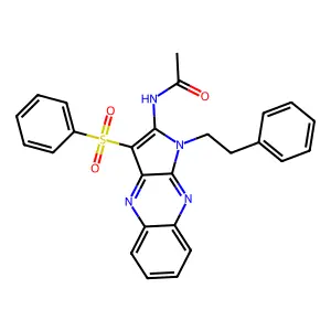 N-[3-(benzenesulfonyl)-1-phenethylpyrrolo[3,2-b]quinoxalin-2-yl]acetamide structure