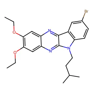 9-bromo-2,3-diethoxy-6-(3-methylbutyl)-6H-indolo[2,3-b]quinoxaline structure
