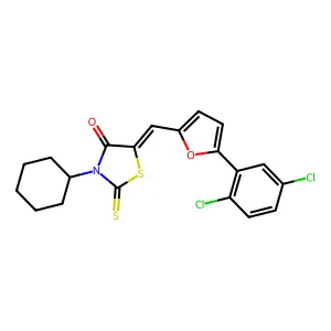 (5Z)-3-cyclohexyl-5-{[5-(2,5-dichlorophenyl)furan-2-yl]methylidene}-2-thioxo-1,3-thiazolidin-4-one structure