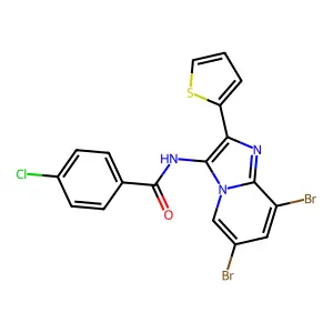 4-Chloro-N-(6,8-dibromo-2-(2-thienyl)imidazo(1,2-a)pyridin-3-yl)benzamide structure