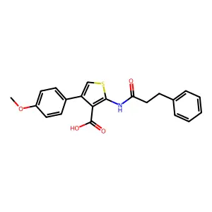 4-(4-Methoxyphenyl)-2-(3-phenylpropanamido)thiophene-3-carboxylic acid structure