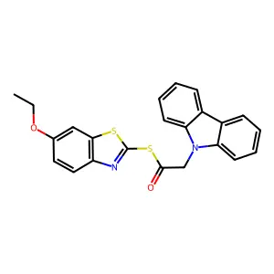 S-(6-ethoxy-1,3-benzothiazol-2-yl) 9H-carbazol-9-ylethanethioate structure