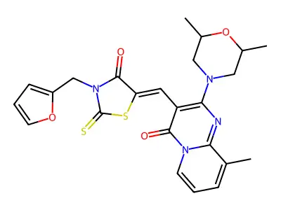 2-(2,6-DIMETHYL-4-MORPHOLINYL)-3-{(Z)-[3-(2-FURYLMETHYL)-4-OXO-2-THIOXO-1,3-THIAZOLIDIN-5-YLIDENE]METHYL}-9-METHYL-4H-PYRIDO[1,2-A]PYRIMIDIN-4-ONE structure