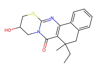 6-ethyl-10-hydroxy-6-methyl-5,6,10,11-tetrahydrobenzo[h][1,3]thiazino[2,3-b]quinazolin-7(9H)-one structure