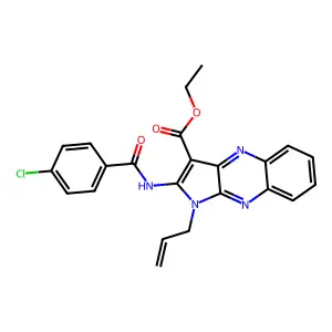 ethyl 1-allyl-2-(4-chlorobenzamido)-1H-pyrrolo[2,3-b]quinoxaline-3-carboxylate structure