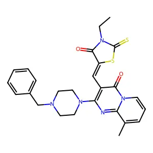 2-(4-BENZYL-1-PIPERAZINYL)-3-[(Z)-(3-ETHYL-4-OXO-2-THIOXO-1,3-THIAZOLIDIN-5-YLIDENE)METHYL]-9-METHYL-4H-PYRIDO[1,2-A]PYRIMIDIN-4-ONE structure
