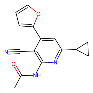 N-[3-cyano-6-cyclopropyl-4-(furan-2-yl)pyridin-2-yl]acetamide structure