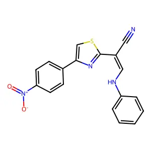 (Z)-3-anilino-2-[4-(4-nitrophenyl)-1,3-thiazol-2-yl]prop-2-enenitrile structure