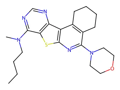 N-butyl-N-methyl-5-morpholino-1,2,3,4-tetrahydropyrimido[4',5':4,5]thieno[2,3-c]isoquinolin-8-amine structure