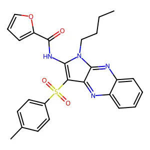 N-[1-butyl-3-(4-methylphenyl)sulfonylpyrrolo[3,2-b]quinoxalin-2-yl]furan-2-carboxamide structure