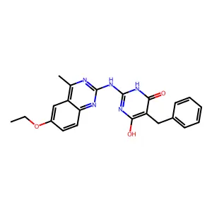 5-Benzyl-2-[(6-ethoxy-4-methylquinazolin-2-yl)amino]pyrimidine-4,6-diol structure