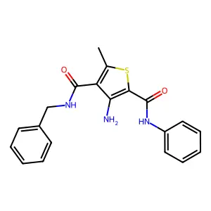 3-amino-N~4~-benzyl-5-methyl-N~2~-phenyl-2,4-thiophenedicarboxamide structure