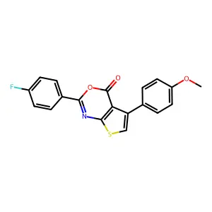 2-(4-fluorophenyl)-5-(4-methoxyphenyl)-4H-thieno[2,3-d][1,3]oxazin-4-one structure
