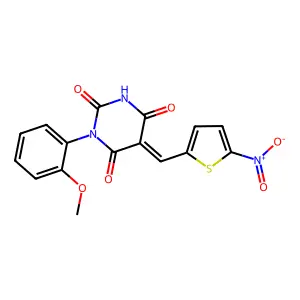 (5Z)-1-(2-methoxyphenyl)-5-[(5-nitrothiophen-2-yl)methylidene]-1,3-diazinane-2,4,6-trione structure