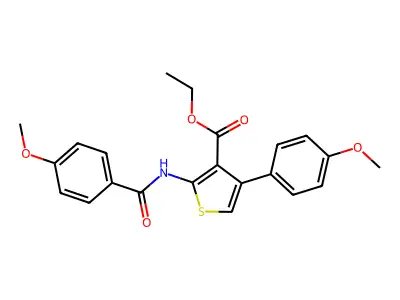 ethyl 4-(4-methoxyphenyl)-2-{[(4-methoxyphenyl)carbonyl]amino}thiophene-3-carboxylate structure