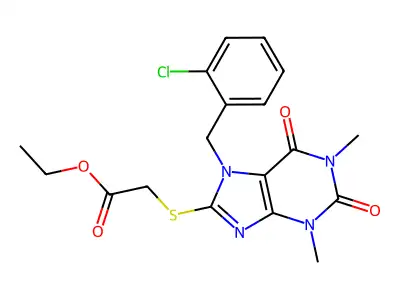 ethyl {[7-(2-chlorobenzyl)-1,3-dimethyl-2,6-dioxo-2,3,6,7-tetrahydro-1H-purin-8-yl]sulfanyl}acetate structure
