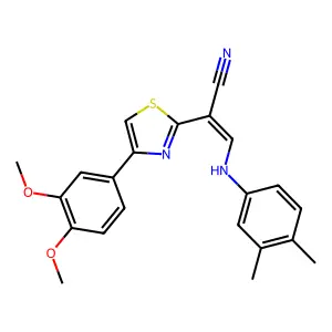 (2E)-2-[4-(3,4-dimethoxyphenyl)-1,3-thiazol-2-yl]-3-[(3,4-dimethylphenyl)amino]prop-2-enenitrile structure