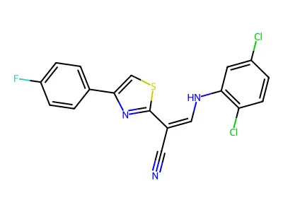 (Z)-3-(2,5-dichloroanilino)-2-[4-(4-fluorophenyl)-1,3-thiazol-2-yl]prop-2-enenitrile structure
