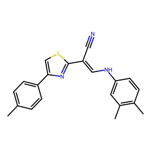 (E)-3-((3,4-dimethylphenyl)amino)-2-(4-(p-tolyl)thiazol-2-yl)acrylonitrile structure