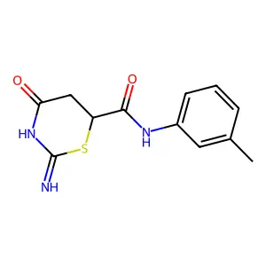 2-amino-N-(3-methylphenyl)-4-oxo-5,6-dihydro-4H-1,3-thiazine-6-carboxamide structure