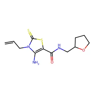 4-amino-N-(2-oxolanylmethyl)-3-prop-2-enyl-2-sulfanylidene-5-thiazolecarboxamide structure
