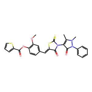 4-{[(5E)-3-(1,5-dimethyl-3-oxo-2-phenyl-2,3-dihydro-1H-pyrazol-4-yl)-4-oxo-2-sulfanylidene-1,3-thiazolidin-5-ylidene]methyl}-2- structure