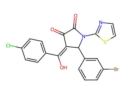 5-(3-bromophenyl)-4-(4-chlorobenzoyl)-3-hydroxy-1-(1,3-thiazol-2-yl)-2,5-dihydro-1H-pyrrol-2-one structure