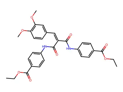 ethyl 4-{[3-(3,4-dimethoxyphenyl)-2-{[4-(ethoxycarbonyl)phenyl]carbamoyl}acryloyl]amino}benzoate structure