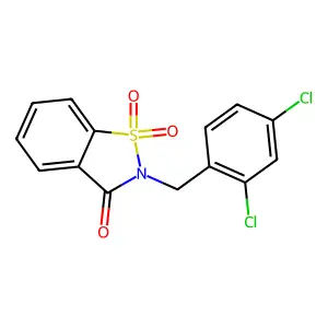 2-(2,4-dichlorobenzyl)-1,2-benzothiazol-3(2H)-one 1,1-dioxide structure
