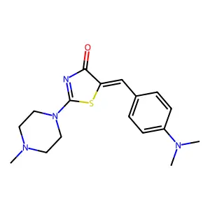5-[4-(dimethylamino)benzylidene]-2-(4-methyl-1-piperazinyl)-1,3-thiazol-4(5H)-one structure
