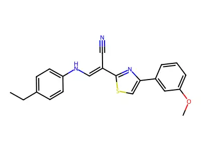 (2Z)-3-[(4-ethylphenyl)amino]-2-[4-(3-methoxyphenyl)-1,3-thiazol-2-yl]prop-2-enenitrile structure