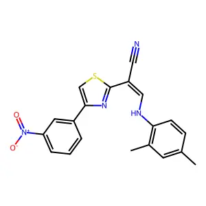 (E)-3-((2,4-dimethylphenyl)amino)-2-(4-(3-nitrophenyl)thiazol-2-yl)acrylonitrile structure