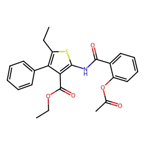 Ethyl 2-(2-acetoxybenzamido)-5-ethyl-4-phenylthiophene-3-carboxylate structure