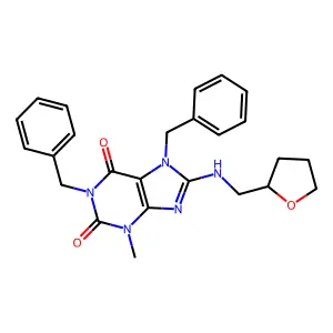1,7-Dibenzyl-3-methyl-8-(oxolan-2-ylmethylamino)purine-2,6-dione structure