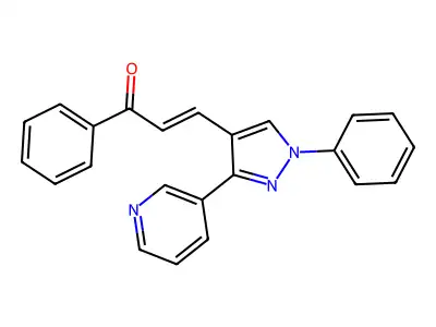 (E)-1-phenyl-3-(1-phenyl-3-(pyridin-3-yl)-1H-pyrazol-4-yl)prop-2-en-1-one structure