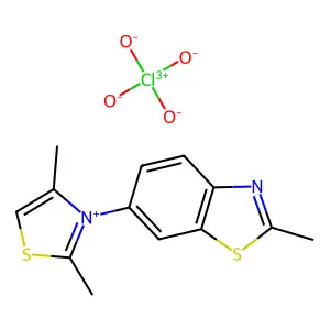 Thiazolium, 2,4-dimethyl-3-(2-methyl-6-benzothiazolyl)-, perchlorate structure