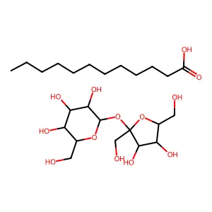 beta-D-Fructofuranosyl-alpha-D-glucopyranoside, monododecanoate structure