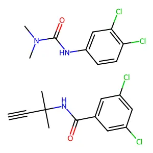 Pronamide-diuron mixt. structure