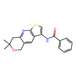 N-(7,7-dimethyl-7,8-dihydro-5H-pyrano[4,3-b]thieno[3,2-e]pyridin-3-yl)benzamide structure
