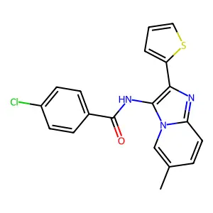 4-chloro-N-[6-methyl-2-(thiophen-2-yl)imidazo[1,2-a]pyridin-3-yl]benzamide structure