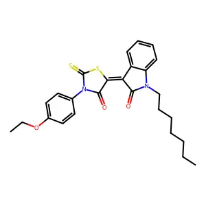 (3Z)-3-[3-(4-ethoxyphenyl)-4-oxo-2-thioxo-1,3-thiazolidin-5-ylidene]-1-heptyl-1,3-dihydro-2H-indol-2-one structure